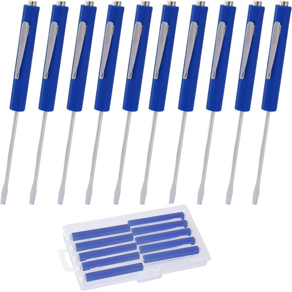 shiyou-Pocket Screwdriver with Magnet 10PCS Mini Magnetic Pocket Flathead Screwdriver with Clips \u2013Slotted Screwdriver Set for Automotive Technicians, Mechanicians, Electricians \u2013 Blue