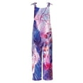 thumbnail image 5 of Sakmal Summer Womens Jumpsuit Floral Backless Wide Leg Overalls Purple Sleeveless Full V Neck Pants with Pockets, 5 of 5