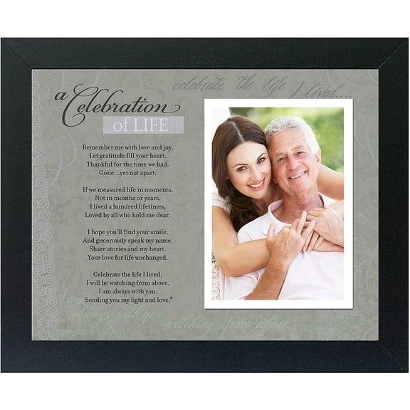 Memorial/Remembrance Photo Frame with Inspirational A Celebration of Life Poem - Sympathy Gift for Loss of Loved One (Black)