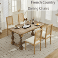 thumbnail image 6 of French Decor Chairs Set of 4 Louis Dining Chairs with Square Rattan Backrest and Exquisitely Carved Solid Wood Frame for Living Room, Kitchen, Restaurant,Beige, 6 of 11