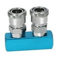 thumbnail image 3 of Amdohai 2 Way Manifold Block Splitter Quick Connect Air Hose Splitter Coupler Air Compressor Splitter Pneumatic Air Compressor Manifold Fitting, 3 of 7