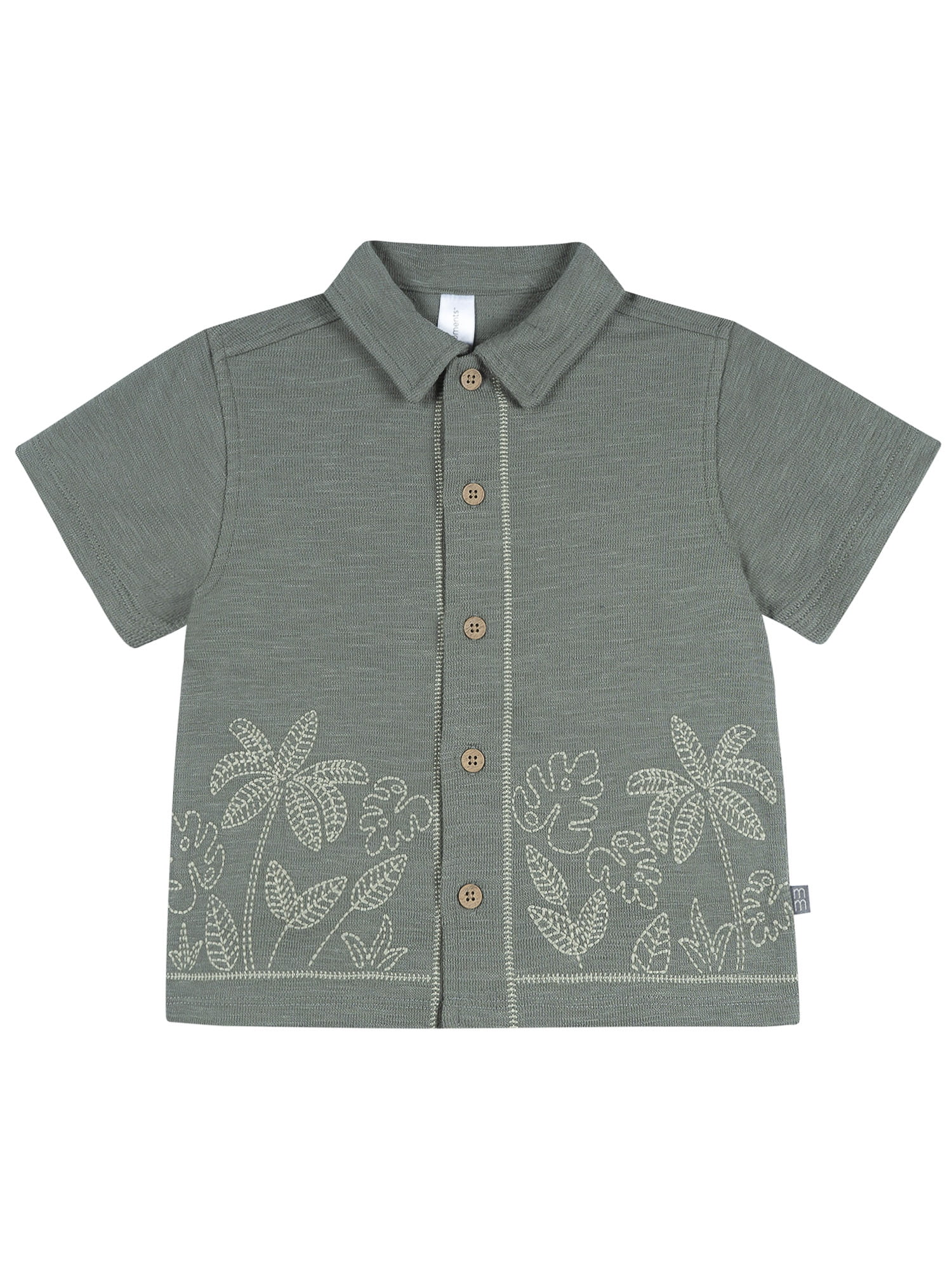 Modern Moments by Gerber Toddler Boy Button Front Shirt with Embroidery Set, 2-Piece, Sizes 12 Months - 5T