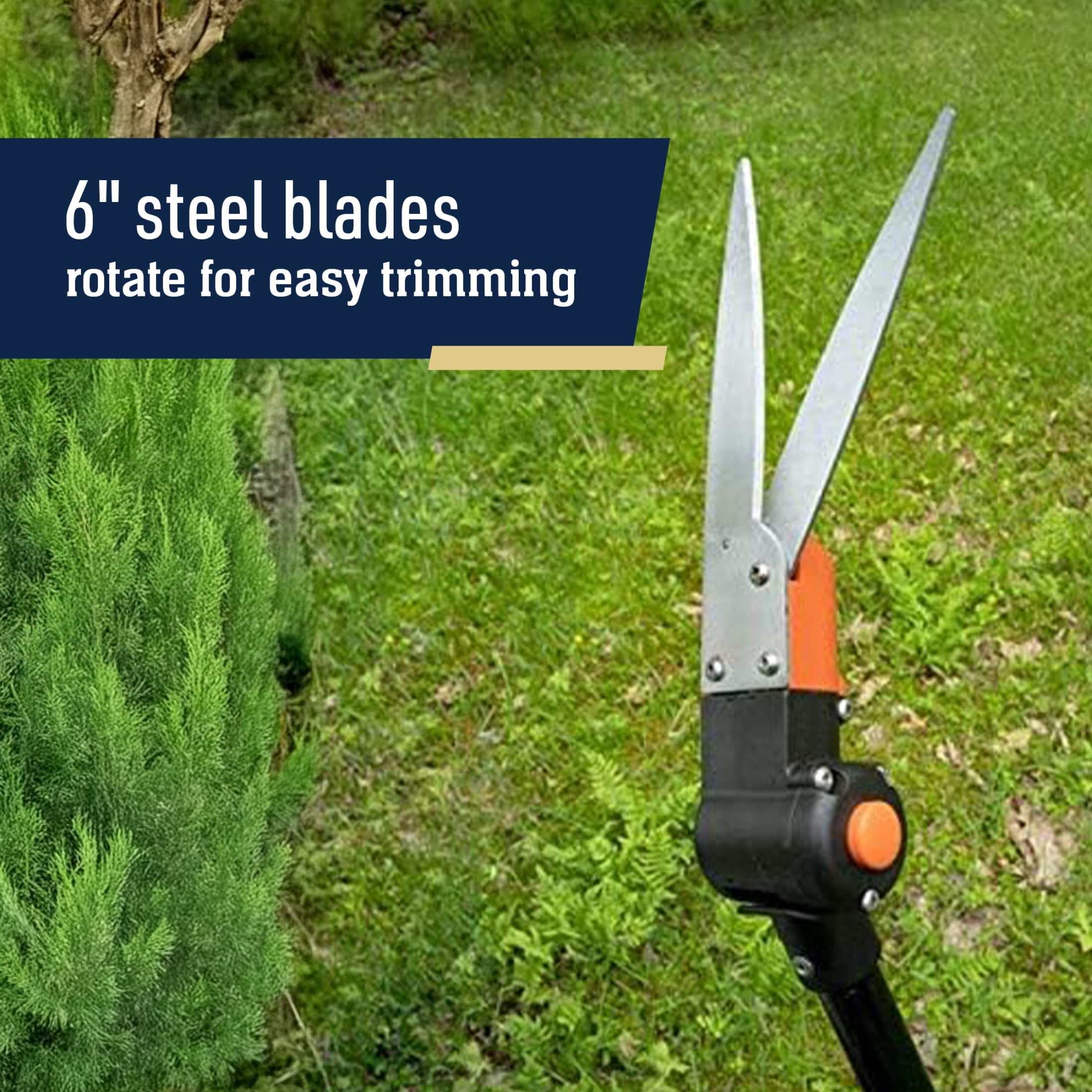 Kings County Tools Long Handle Grass Shears - 36” Edging Tool with 6” Swiveling Steel Blades