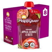 Happy Baby Clearly Crafted, Stage 2 Organic Baby Food, Apples, Guavas & Beets Pouches, 4 oz. (8 pack)