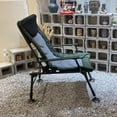 thumbnail image 5 of Camping Lounge Chair, Portable Folding Reclining Camping Chair With Adjustable Backrest For Indoor And Outdoor Camping Beach Hiking Fishing, Green+black+grey,Black-Grey, 5 of 13
