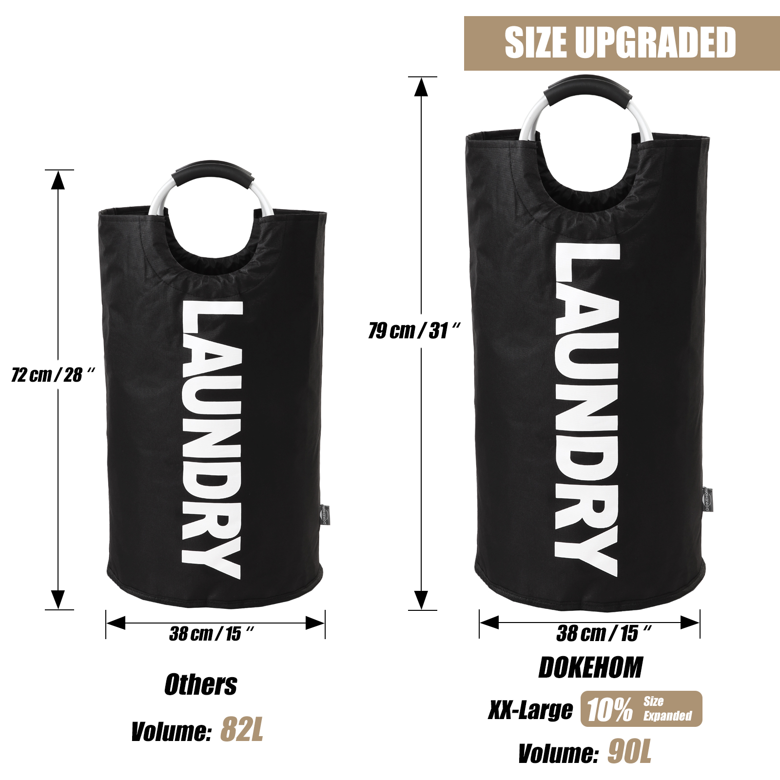 DOKEHOM 90L Collapsible Laundry Hamper, Black photo 3