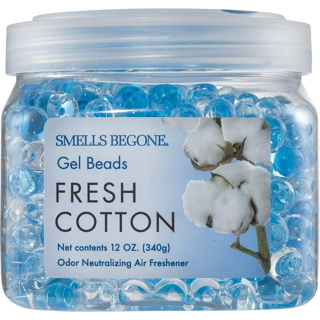 Perlas de gel eliminadoras de olores SMELLS BEGONE, algodón fresco, 350 ml