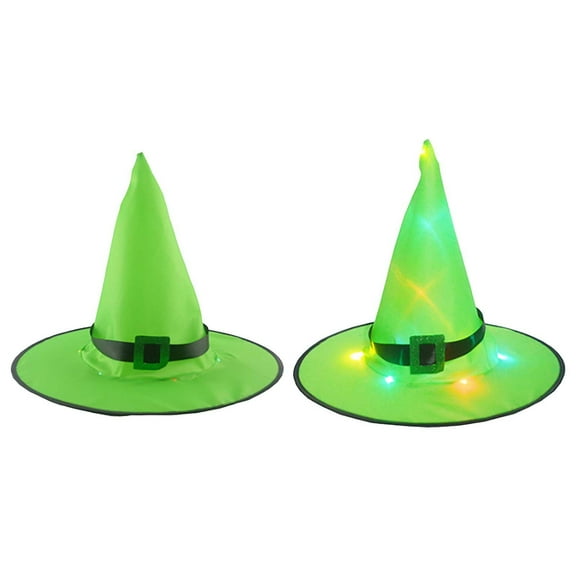 Halloween Decorations Witch Hat Lights, Glowing Witch Hat Halloween Floating Light up Witch Hats Indoor Outdoor Garden Yard Patio Lawn Tree Party Supplies Decor, Green