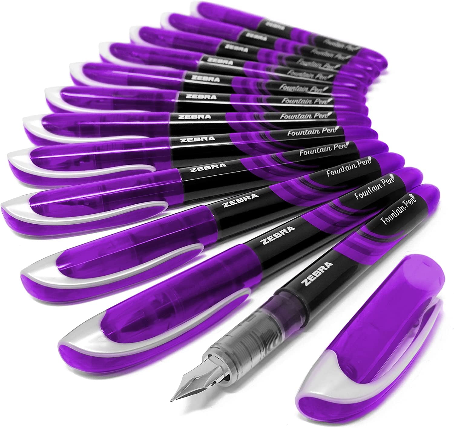 Zebra Fuente Disposable Fountain Pen Purple Ink Pack of 12