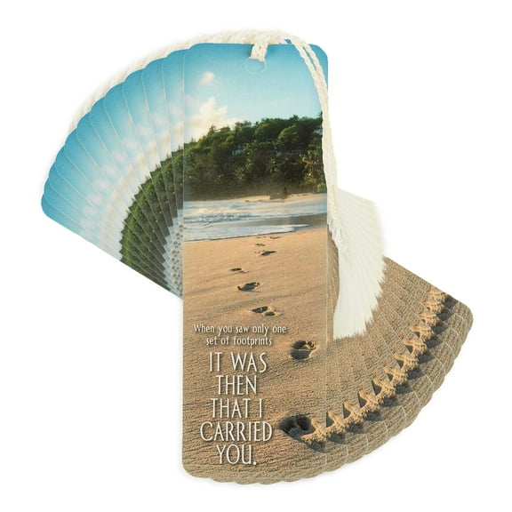 Dicksons Footprints Tan and Blue 6 x 2 Inch Keepsake Tassels Bookmarks Pack of 12
