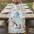 thumbnail image 4 of Happy Easter Table Runner 72 Inches, Spring Grey Bunny Colorful Eggs Flower Blue Bed Runner Dresser Scarves Tabletop for Indoor Outdoor Parties/Ceremony/Banquet, 14" x 72", 4 of 8