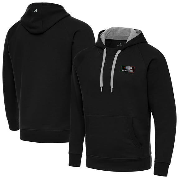 Men's Antigua Black NASCAR Mexico Series Race Victory Pullover Hoodie