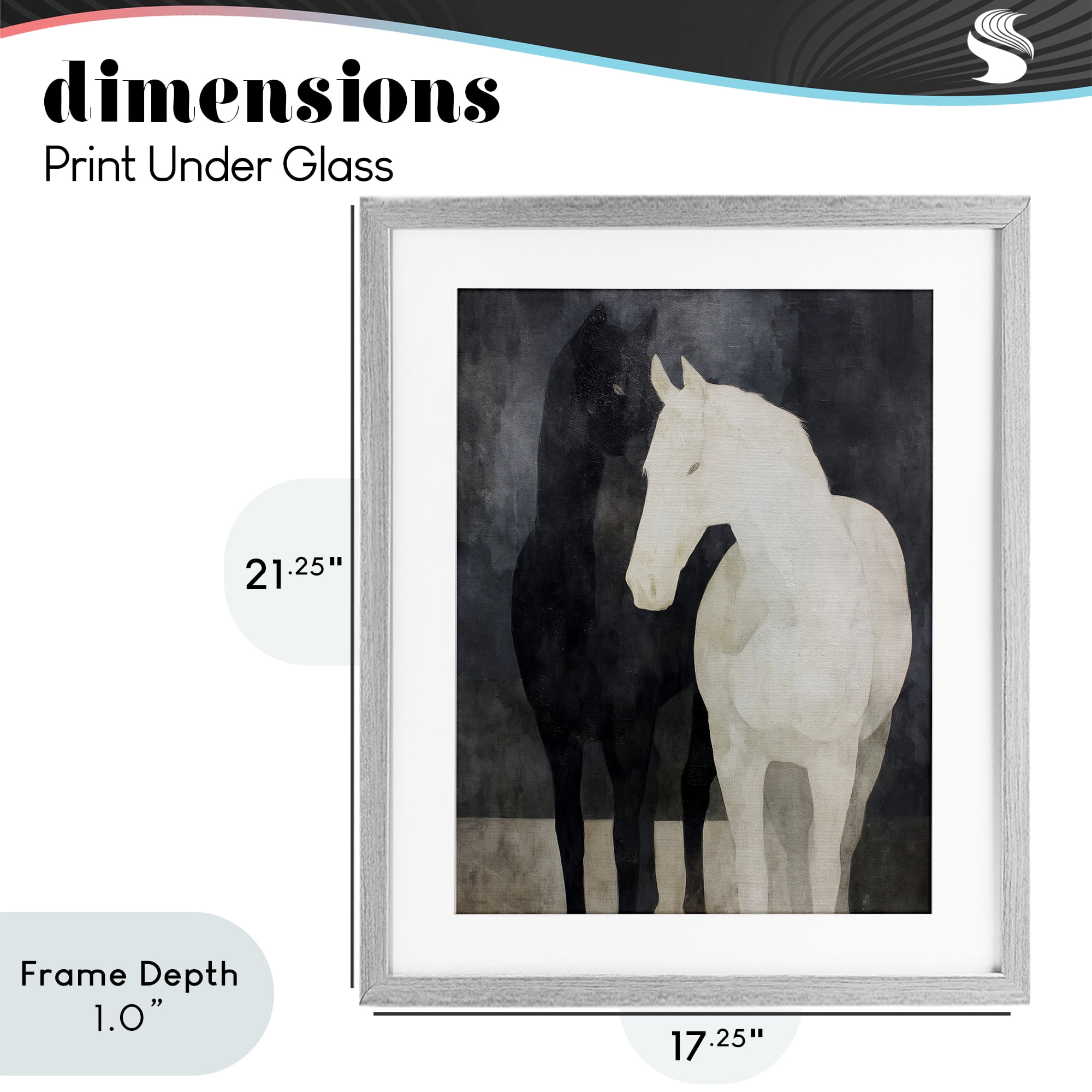 Stupell Industries Equine Twins Of Wind Gray Framed Print Under Glass, design by Svetlana Aleynikova
