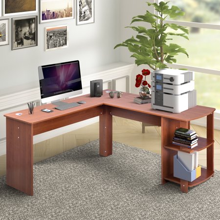 - Harper&Bright Designs L-Shaped Computer Desk with Side Storage,Light Brown
