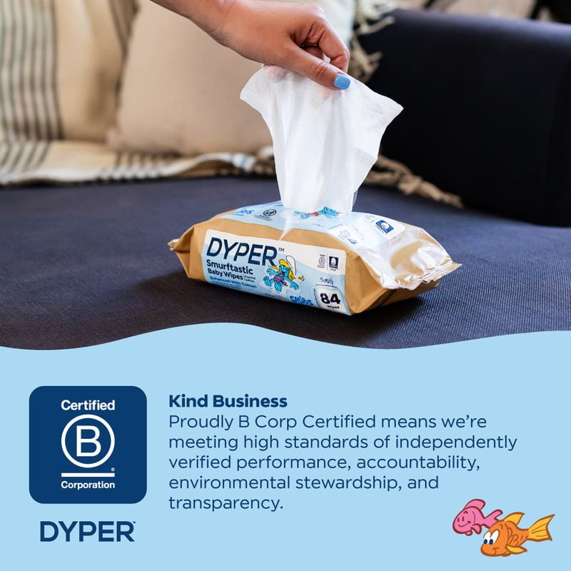 DYPER Cotton-Enhanced Baby Wipes Smurfs Edition, 4 Pack, 504 Count