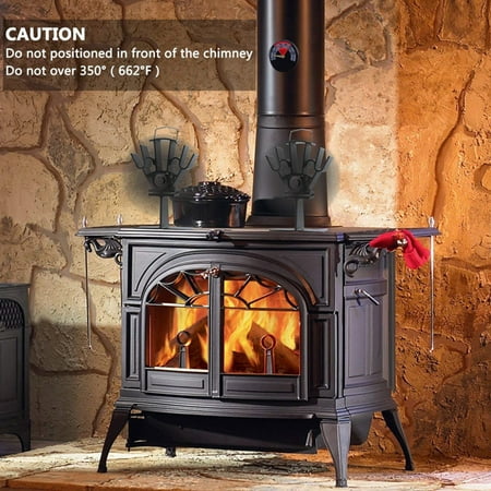 3 Blade Aluminum Black Heat Powered Stove Fan Heater Fireplace For