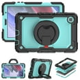 thumbnail image 4 of Samsung Galaxy Tab A7 Lite Heavy Case 8.7 Inch 2022 SM-T200/T205/T207 with Built-in Screen Protector, Dteck 3 in 1 Shockproof Bumper Full Body Drop Protection with 360° Ring Holder,Black+Lightblue, 4 of 8