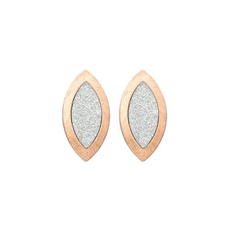 X & O Rose Gold Tone Almond Shaped Double Layer Crystalized