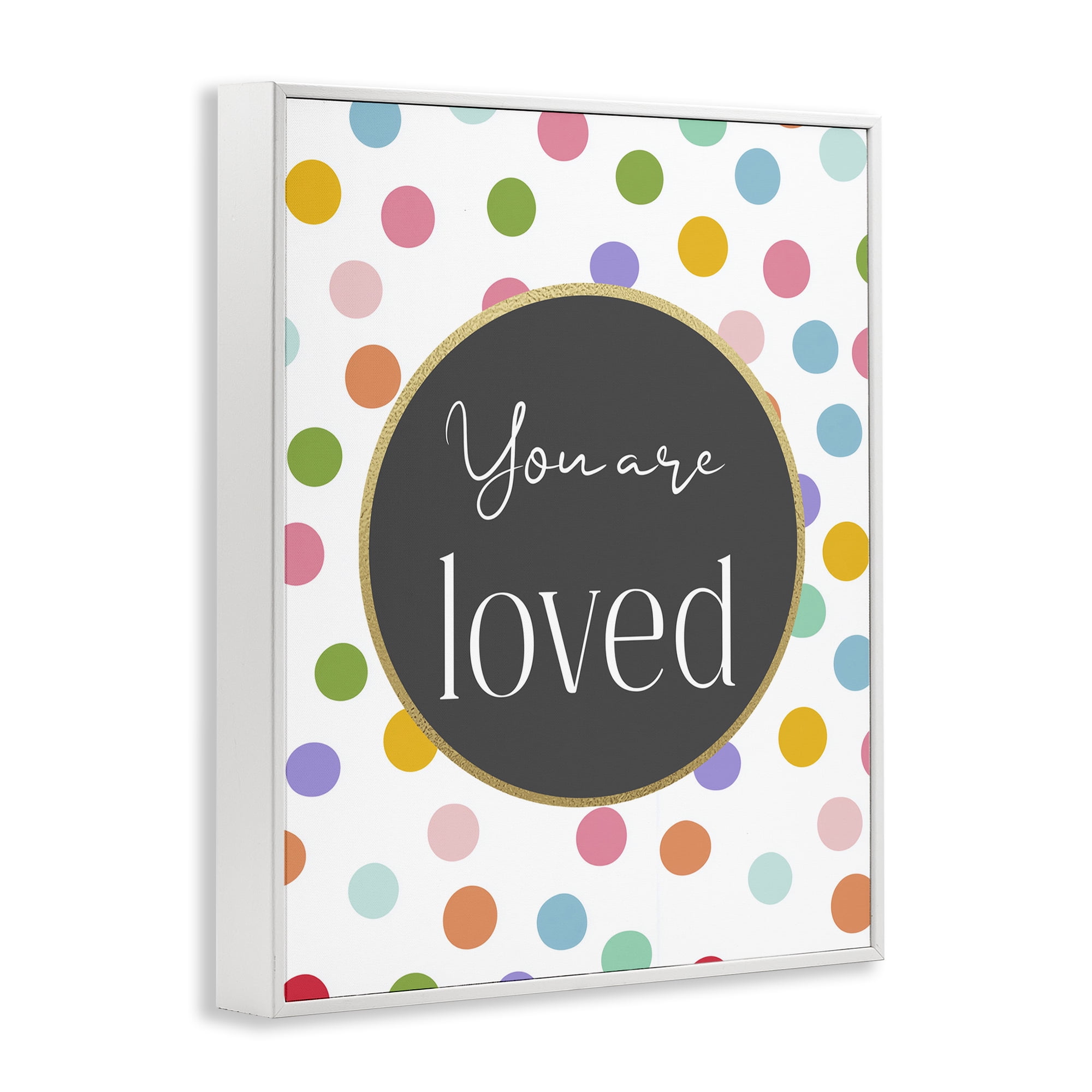Stupell Industries You Are Loved Polka Dots White Framed Giclee Art, design by Christine Simpson Art