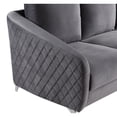 thumbnail image 3 of Benjara Hida 78 Inch Modern Accent Sofa, Diamond Stitching, Gray Velvet Fabric, 3 of 5