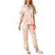 thumbnail image 1 of Conjunto de pijama de satén para mujer INSPIRE CHIC, top de manga corta y pantalones, 2 piezas, color rosa, 1 of 6