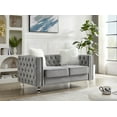 thumbnail image 5 of Gewnee Gray 2-Seater & 3-Seater Velvet Accent Chair - Solid Eucalyptus Frame, Acrylic Crystal Legs, Removable Cushions & Pillows for Living Room/Bedroom, 5 of 12