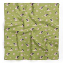 Bimba Green Floral & Stork Bird Pure Silk Printed Head Bandanas Summer Neck Wrap Scarf 40 x 80 Inches