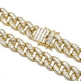thumbnail image 3 of FEEL STYLE Male Lump Zircon Gold Plated Cuban Chain Bracelet for Men Teen 15MM 8", 3 of 5