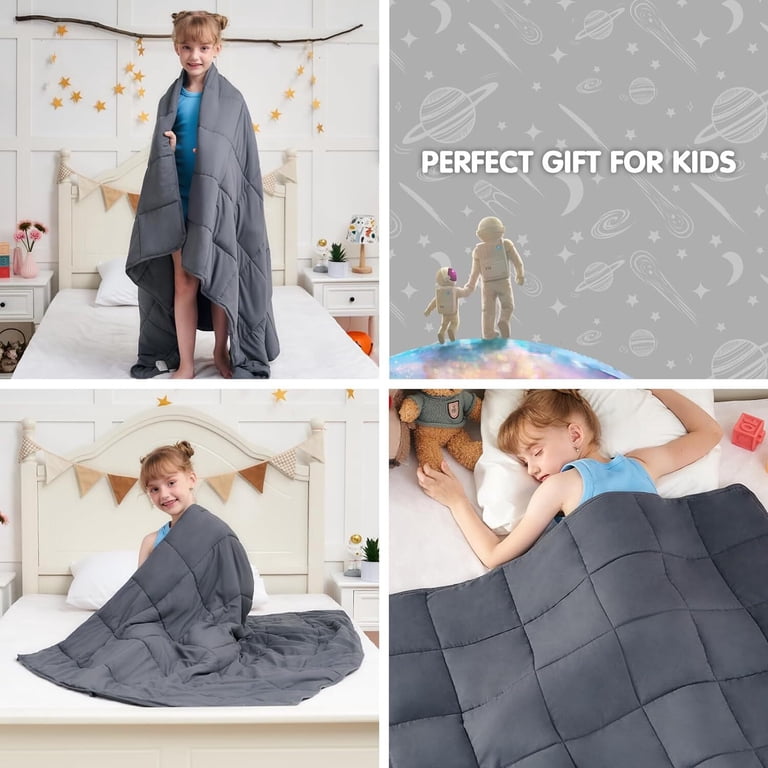 Teler 5 lb Kids Weighted Blanket, Toddler Size, Gray photo 3