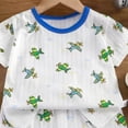 thumbnail image 4 of Splozh Spring Pjs for Girls Children Comfortable and Breathable Pajamas Set Cute Cartoon Printed Short Sleeve Shorts Two Piece Set,Green,5-6 Years, 4 of 4