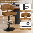 thumbnail image 4 of Hawsaiy Modern Bar Stools Set of 4, Ergonomic Double-Layer Upholstered Bar Stools with Back, Adjustable Swivel Barstools for Kitchen Island, Brown, 4 of 11