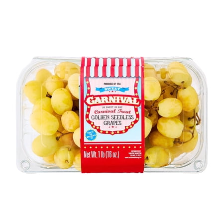 Fresh Carnival Treat Whole Golden Seedless Grapes from California, 1 lb Bag