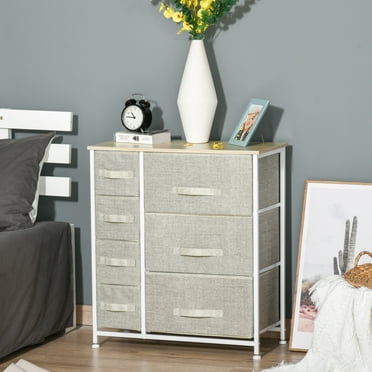 HOMCOM 7-Drawer Fabric Storage Tower, Grey, 25" W x 11.75" D x 28" H, Lightweight, Easy Assembly