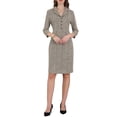 thumbnail image 1 of Vestido de tweed con cuello de solapa y botones para mujer Inspire Chic de manga 3/4 XL 2, 1 of 4