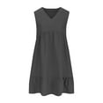thumbnail image 4 of Women's Sleeveless V Neck A Line Casual Dress Flowy Lightweight Summer Everyday Outfit Comfortable Breathable Fashionable Womens Casual Trendy Midi Dresses, 4 of 5