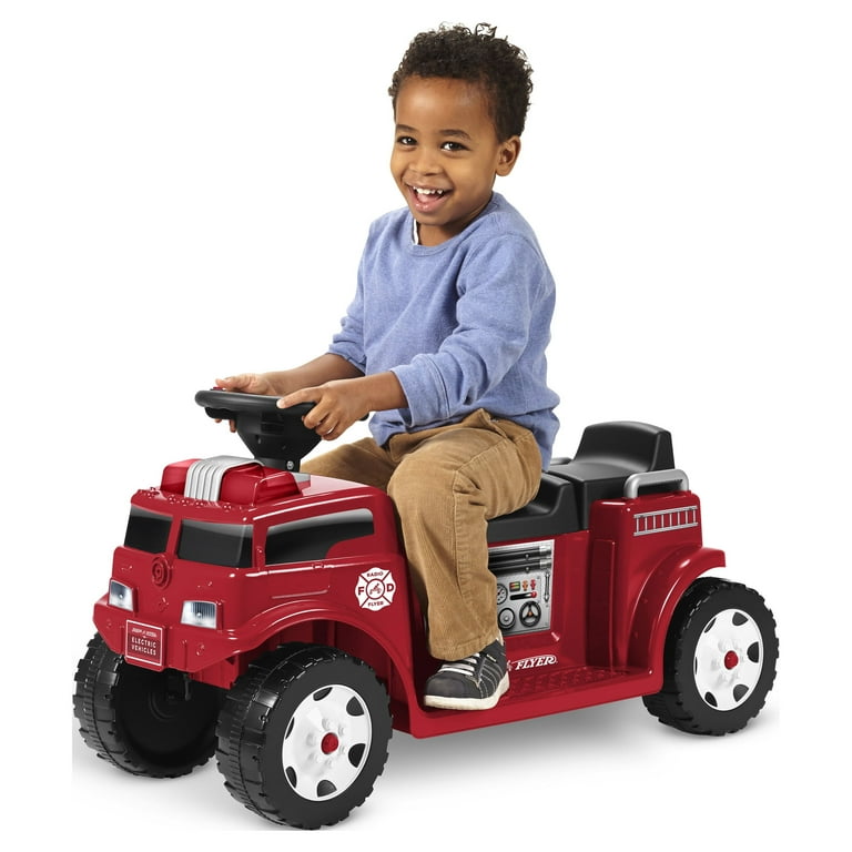 Radio Flyer Battery-Operated Fire Truck for 2 with Lights and