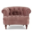 thumbnail image 3 of Chesterfield Chair Tufted Upholstered Sofa, Velvet Accent Chair with Wood Leg, Mid Century Modern Sofa Chairs with Nailhead for Bedroom, Living Room, 3 of 9