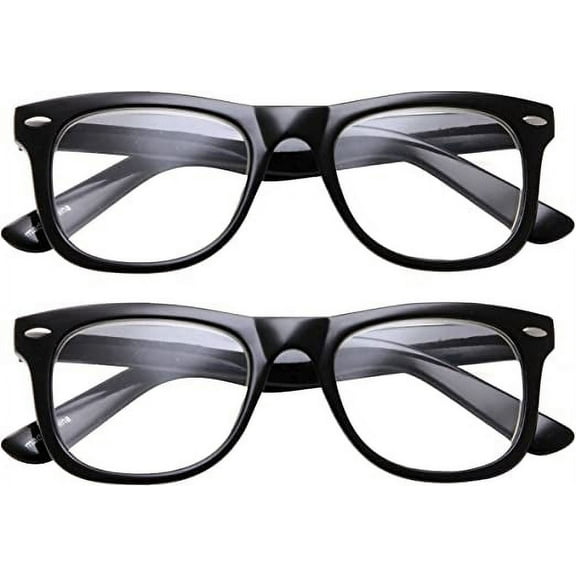 grinderPUNCH 2 Pair Value Lot Clear Lens for Men and Women Reading Glasses Black Frame, 2.75