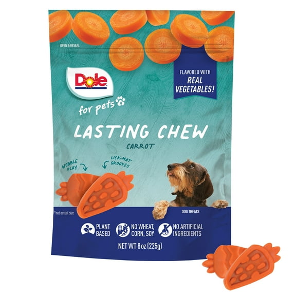 Dole Lasting Chew, Carrot Flavor Dog Treats, Flavored with Real Veggies, No Wheat, Corn, Soy or Artificial Ingredients, Small Breed, 8oz, 10ct