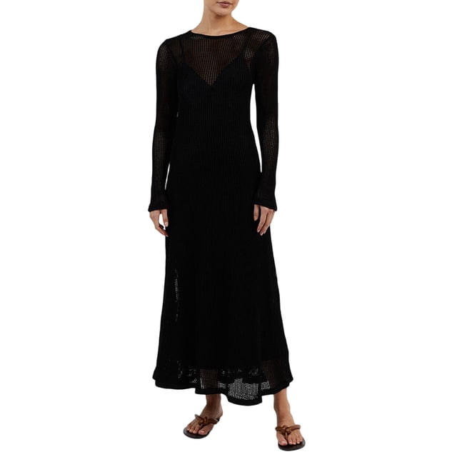 xiaxaixu Robe à Manches Longues pour Femmes, Tricotée, Découpes, Transparente, Longue, Robe de Soirée pour Plage, Boîte de Nuit, Mode Urbaine