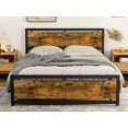 thumbnail image 2 of IKIFLY Full Size Metal Bed Frame with Wooden Headboard Footboard, Industrial Metal and Wood Platform Bed, No Box Spring Needed, Strong Steel Slats Support - Full / Rustic Brown, 2 of 7