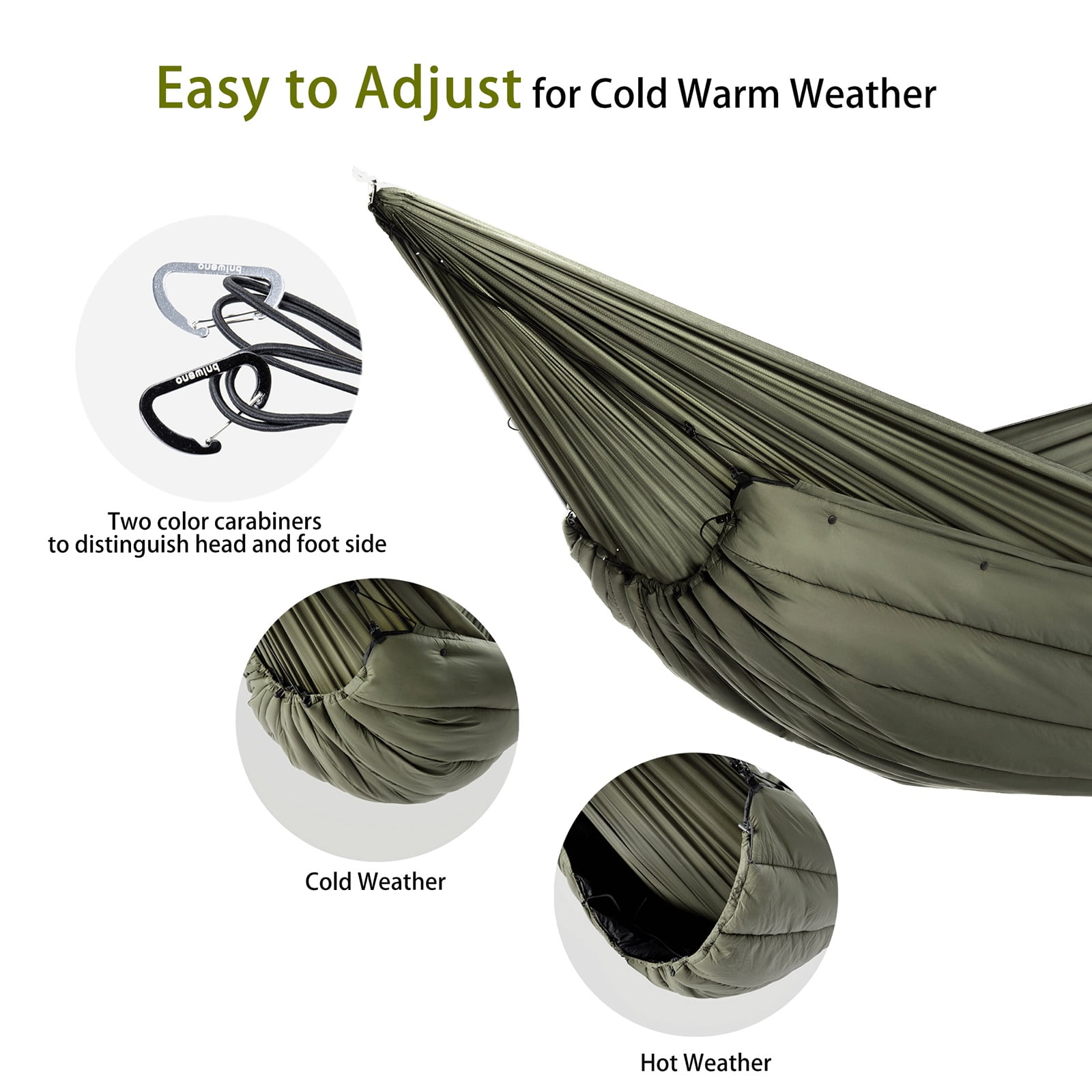 Onewind Hammock Underquilt for Camping, Hiking, Backpacking , 50F, Olive Green, 82inch x 52inch