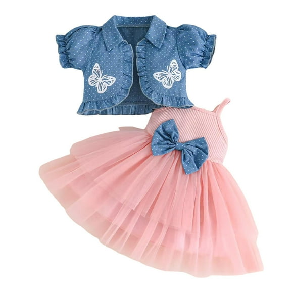 Xuewenshw Jupe Patchwork en Maille Printemps Été pour Filles Imprimé Papillon Haut Imprimé à Pois Châle Jupe Tenues Filles Taille 16