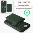 thumbnail image 4 of Compatible for iPhone 16e Wallet Case, Detachable PU Leather Purse Phone Cover with Flip Stand, Support Magnetic Mag-Safe Charging, Shockproof Protective Case for iPhone 16e, Green, 4 of 6