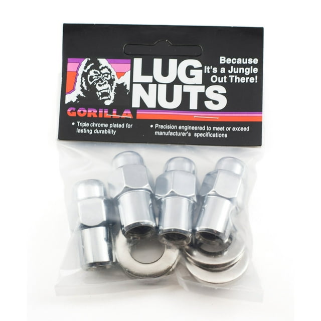 Gorilla Lug Nut 73137CRB Cragar Mag; 12 Millimeter X 1.5 Thread Size; 1.7 Inch Overall Length; 13/16 Inch Hex Size; Chrome Plated; Steel; Pack Of 4 With Bagged Packaging