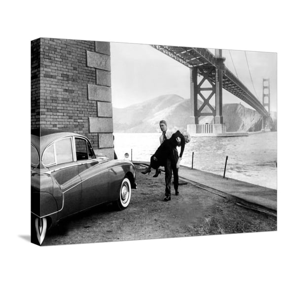Art.com Vertigo, James Stewart, Kim Novak, 1958 Stretched Canvas Print Wall Art, 24" x 18"