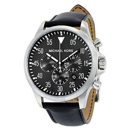 Michael Kors MK8442 Gage Chronograph Black Dial Black Leather Men's Watch