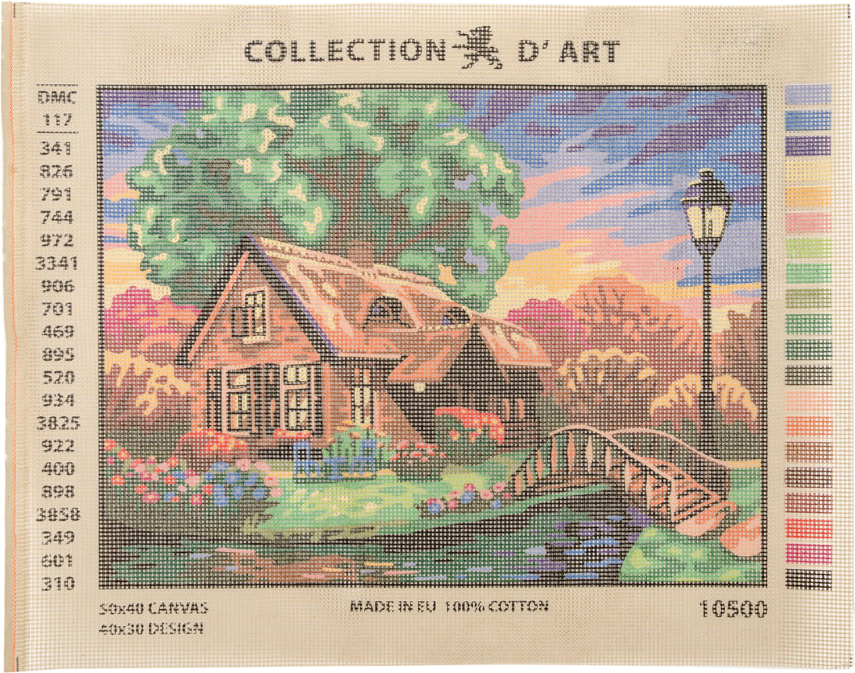 Collection D'Art Needlepoint Printed Tapestry Canvas 40X50cm-Cottage By