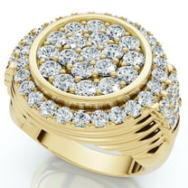 3Ct Diamond Ring Mens Round Flashy Polished Wedding Band in White or Yellow Gold