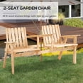 thumbnail image 4 of Outsunny Natural Firwood Outdoor Garden Bench with Middle Tea Table and Umbrella Hole, 60" Double Seat Slatted Patio Bench for Porch, Poolside, Balcony and Backyard, 4 of 8
